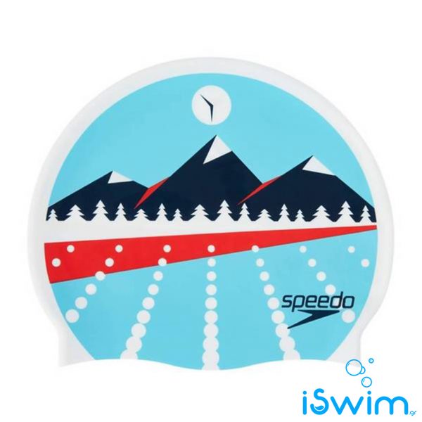 Κολυμβητικό σκουφάκι σιλικόνης, Speedo Mountains Slogan Print Cap